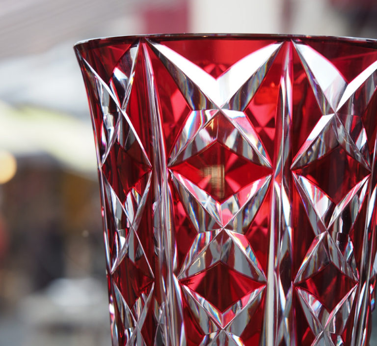 VASE CRISTAL SAINT Louis 1900 Estampille Modele Pointes De Diamants Losanges Tbe EUR 79,90 - FR