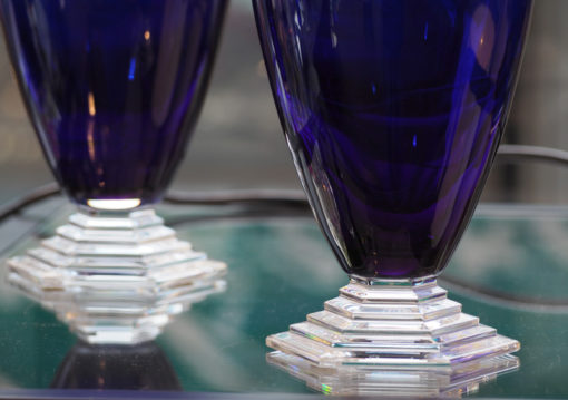 Paire Vases Cristal Baccarat bleus Galerie Maxime marché vernaison